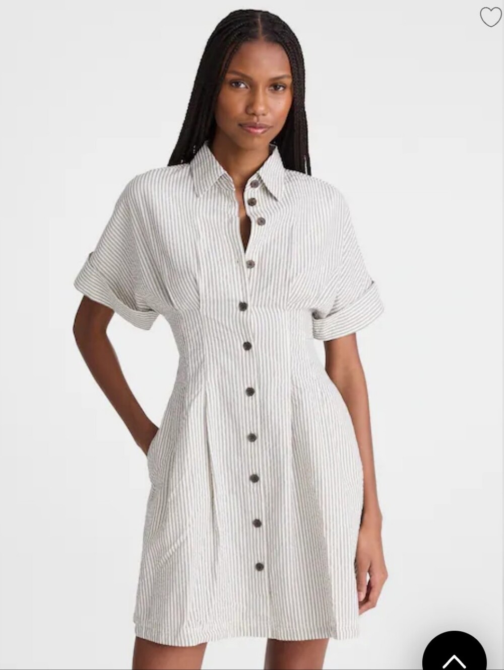Madewell The Perry White Pinstripe Button Mini SHIRT Dress SIZE M NEW
